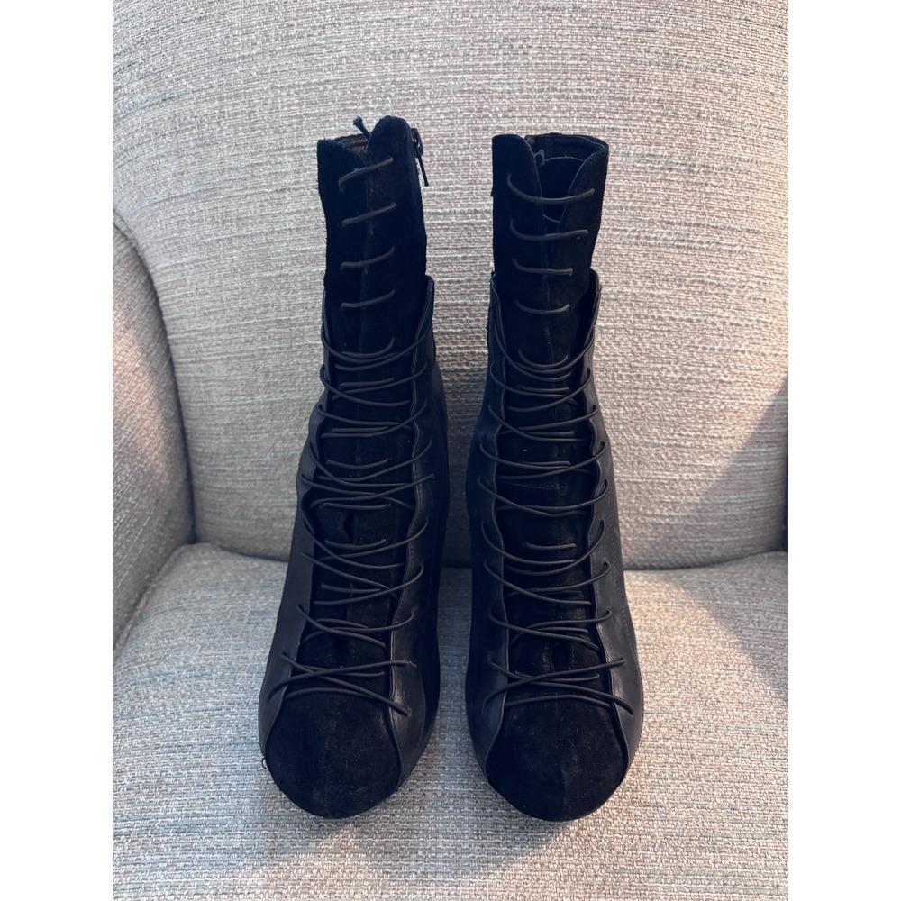 Jeffrey Campbell Ronson Black Leather Suede Lace Up Platform Ankle Boots 10M - Picture 3 of 10